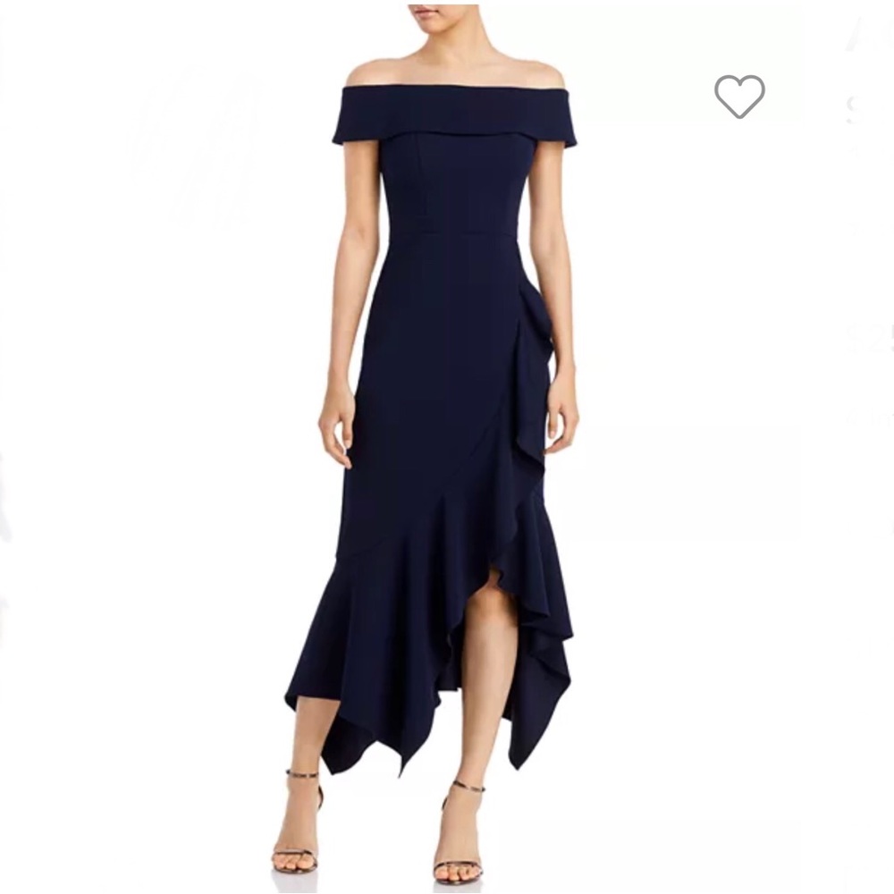 Aqua off the shoulder midi ruffle dress NWT